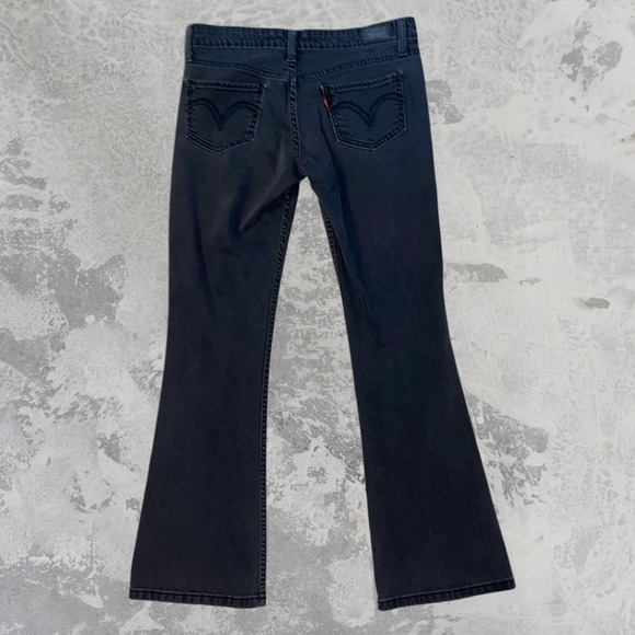 Levis 518 Women's Bootcut Jeans Size 3M Y2K Flared Wide Leg Faded Black Stretch - Picture 2 of 8